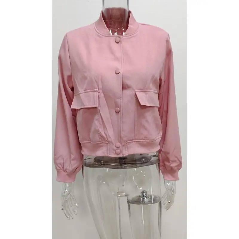 Fashion Women's Bomber Jacket Long Sleeve Zipper Up Vintage Coat Tops 2025 Spring Elegant Loose Ladies Jackets Coat 8