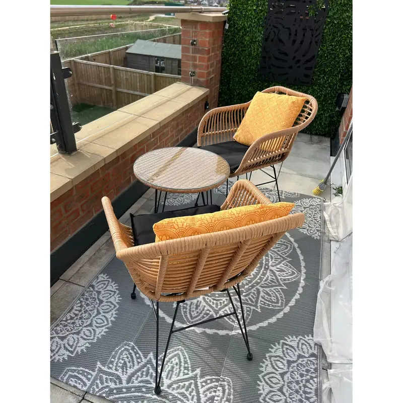 Vicenza Wicker Rattan Garden Bistro Table & Chairs Set 3