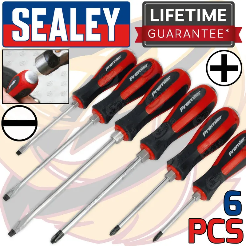 SEALEY Screwdriver Set 6pc Hammer Thru Go Through Slotted Phillips PH SL Drivers 0