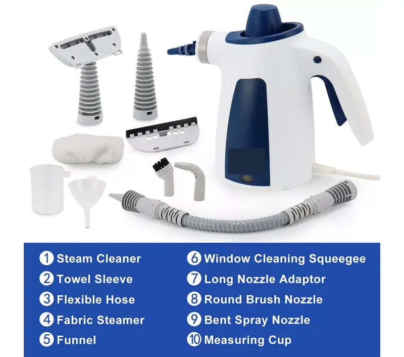 10-in-1 Hand Held Steam Cleaner Electric Multi-purpose Steamer 1050 W Cleaner Powerful Steaming accessories Easy to Clean 6