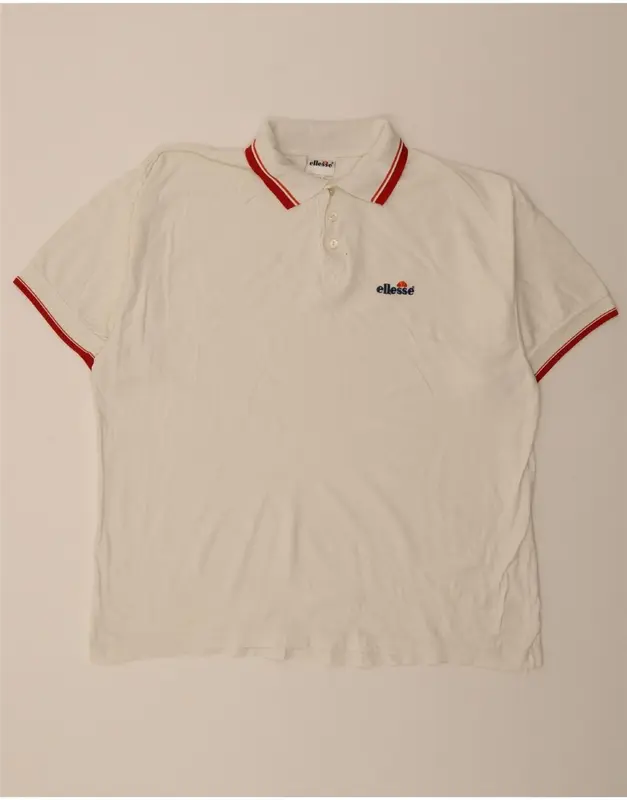 Pre-Owned Vintage ELLESSE Mens Polo Shirt 2XL White Cotton 0