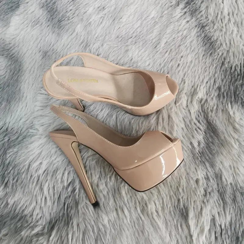 New Women's Stilettos Platform Pumps 14CM Super High Heels Sexy Open Toe Sandals Gladiator Party Dress Women Shoes Large Size 43