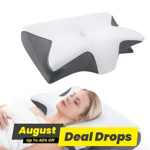 Supportive Memory Foam Soft Neck Pillow, 1 Count Comfortable Neck Support Pillow, Neck Rest Cushion for Sleeping, Sleep Pillow, Durable Memory Foam, Contoured Memory Foam