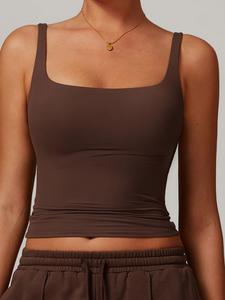 Women's Solid Sports Tank Top, Sporty Sleeveless Top for Yoga Gym Workout Running, Ladies Sportswear for All Seasons, Activewear, Gym Tops, Athletic Style Summer Top, Sports Clothing, Modern Sportswear, Breathable Athletic Top, Minimalistic Activewear