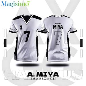 Free Customized Name and Number V-neck Haikyu Anime Volleyball Boy Same Style Volleyball Jersey New Fashion Short-sleeved Jersey Sportswear T-shirt Unisex
