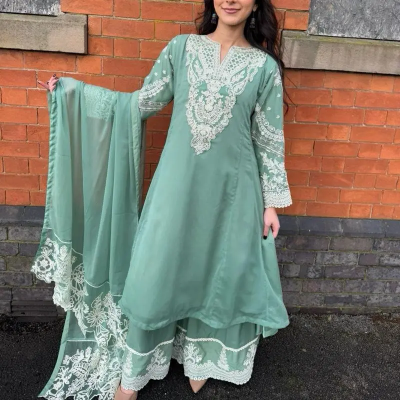 JANAN Luxury Chiffon 3 Piece Suit for Women - Pakistani and Indian Style - Casual, Womenswear, Eid 5