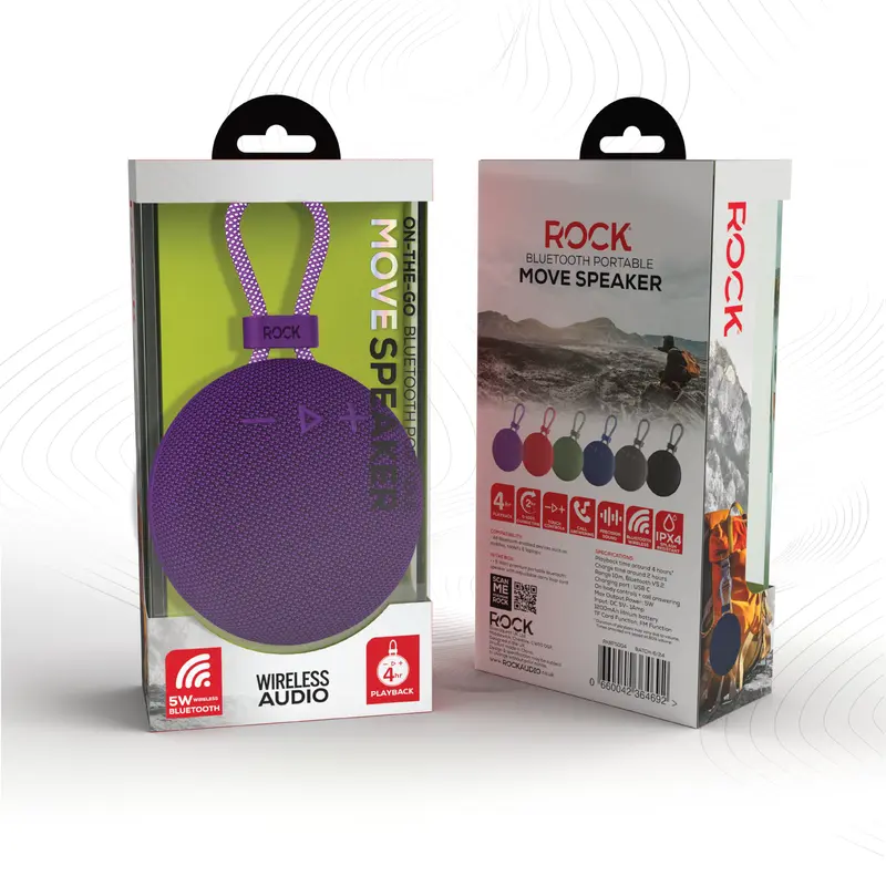 Rock Move Portable Bluetooth Speaker Purple - Perfect for Audio and Smartphone Use 5