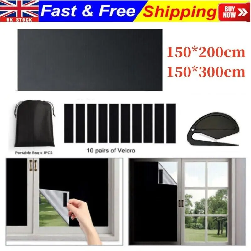 Instant Blackout Blinds for Windows - Self-Adhesive Thermal Curtains - Heat & Light Blocking DIY Kit - Perfect for Kitchen & Home UK