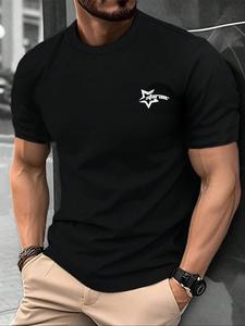 Men's Letter Print Round Neck Tee, Loose Casual Short Sleeve Crew Neck T-Shirt for Summer, Fashion Men's Top for Daily Wear