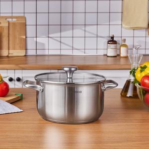 Karaca Elite Stainless Steel Induction Stock Pot &amp; Lid, 22cm, Silver