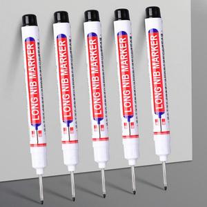 4pcs Long Head Marker Pen, Waterproof Woodworking Pen, Deep Hole Pen for Home Bathroom Woodworking Decoration