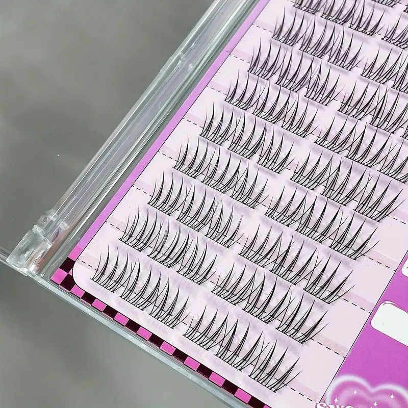 MIXIAOHE 60 Clusters DIY Self-Adhesive False Eyelashes - Natural C/D Curl, 10-15mm Lengths, Reusable Cross/Anime/Fluffy/Cluster Styles for Beginners, No Glue Needed, Korean-Inspired Everyday & Special Occasion Makeup 8