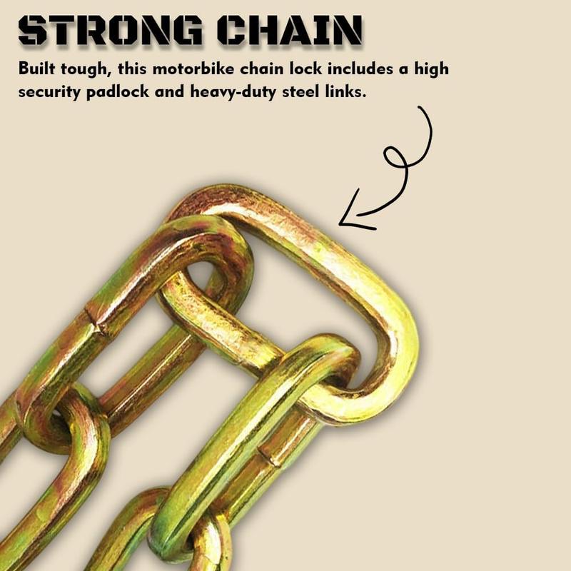 Heavy Duty Motorbike Lock with Padlock | 6mm x 1.2m | Motorcycle & Scooter Lock with Security Chain 5
