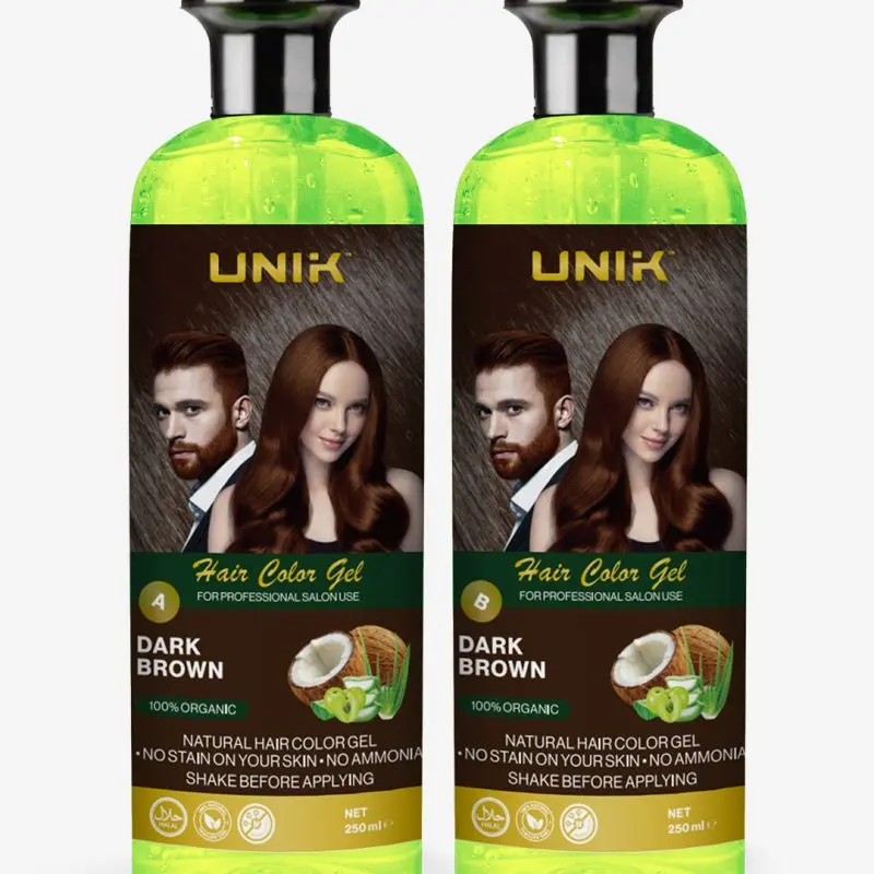 Unik Professional Hair Color Gel x2 250ml - Black or Dark Brown - Shampoo, Conditioner, Haircare, Salon
