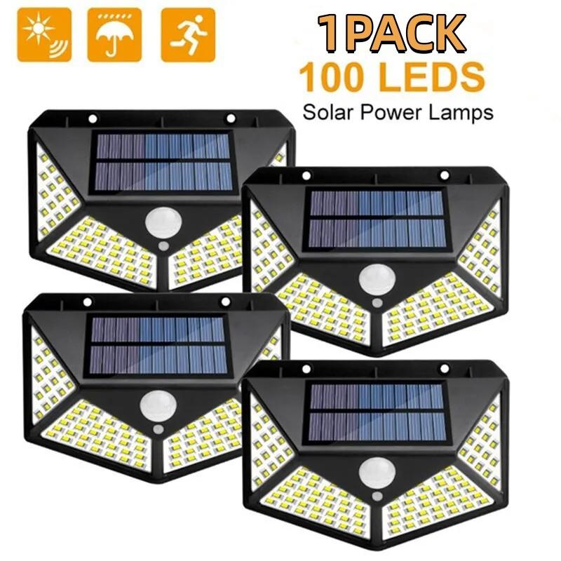 100 LED Wall Lights Outdoor Solar Lamp PIR Motion Sensor Solar Powered Sunlight Street Light for Garden Decoration 5