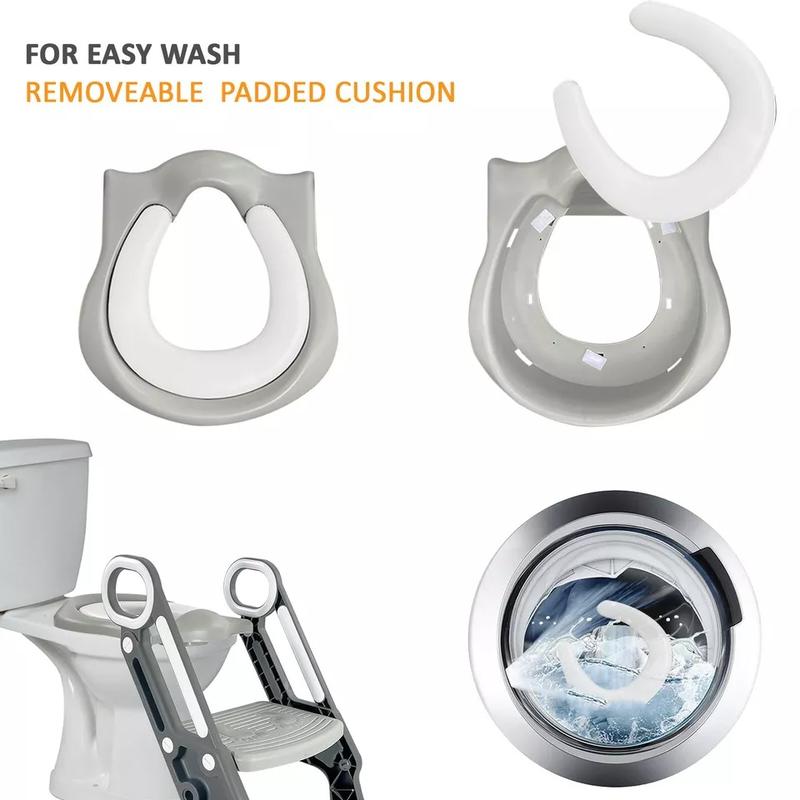 Children Toilet Seat & Ladder Toddler Training Step Up Easy Fold Down For Kids 2