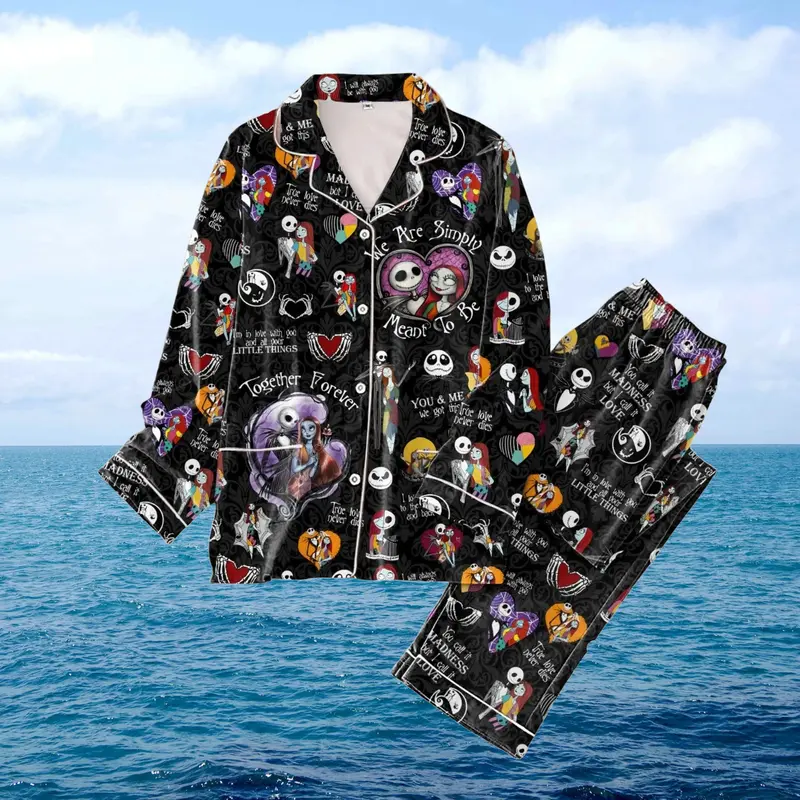 Jack And Sally Pyjamas, Nightmare Before Pyjamas Set, Oogie Boogie Bash Shirt, Spooky Season Holiday Pjs, Movie Gift 1