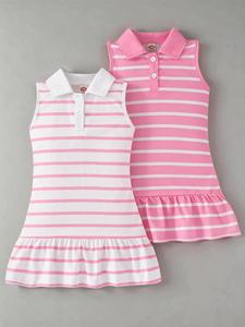 Girl's Striped Print Collared Dress, Casual Sleeveless Pink Dress for Summer, Kids Clothes for Daily Wear, Dresses for Summer, Striped Printed Dress, Frill Trim Dress, Collared Button Dress, Girlly Summer Clothes, Sleeveless Tank Dress