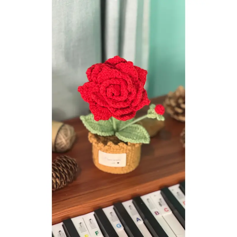 Love Blossom Crocheted Heart Roses and Plants 6