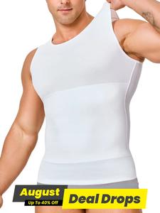 Men's Solid Shapewear Tank Top, Breathable Comfortable Slimming Vest, Compression Shirt, Men Shapewear Top for All Seasons, Body Shaping Shapewear