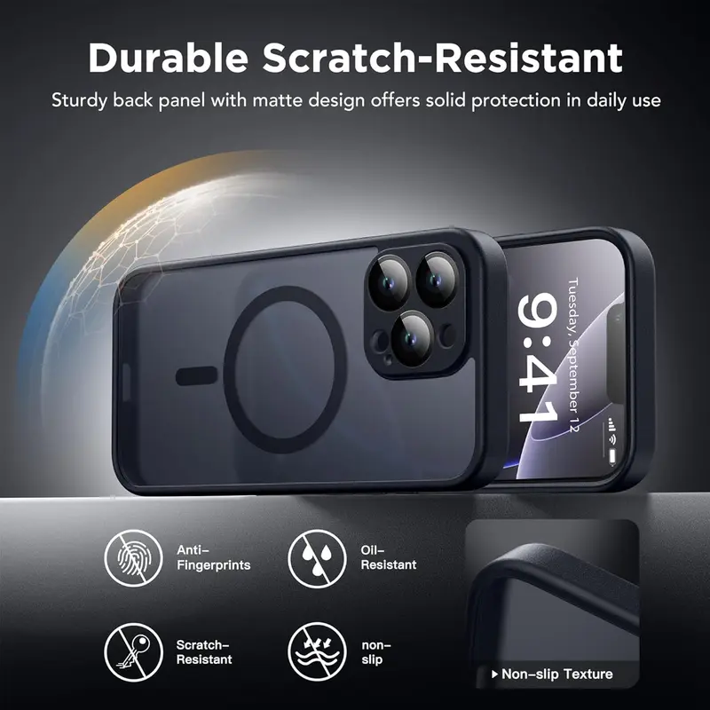 Ultra Protection Matte Phone Case, Built-in Camera Lens Protector, Magnetic Wireless, Soft Rubber, Accessories Cover 4