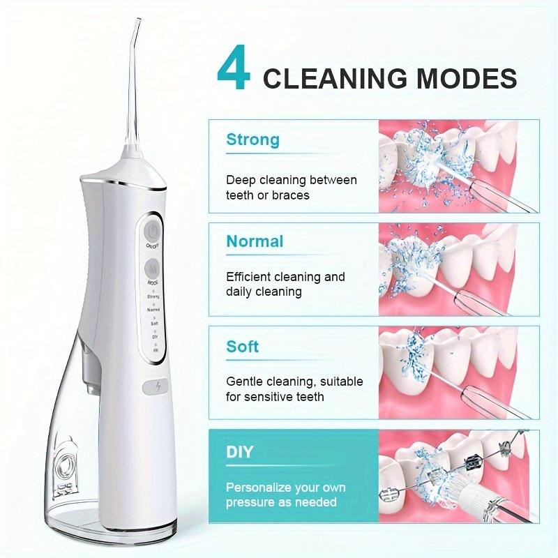 Portable Water Flosser, Cordless Oral Irrigator with Toothpick, USB Rechargeable Dental Flosser, 1500mAh Lithium Battery, Unscented, 4V Max, for Oral Care and Quartz Powder Cleaning - 2Color 3