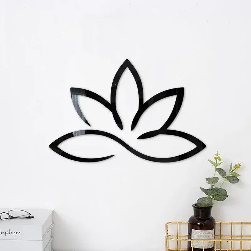 1pc Lotus 3D Acrylic Mirror Wall Sticker Removable Art Mural Stickers For Living Room Bedroom 2