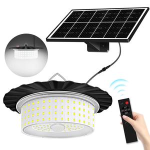 224-LED Solar Pendant Light with Moving Sensor, 5 Modes Waterproof Floodlight with Remote Control, Safety Outdoor Wall Light for Patio, Deck, Shed, Camping