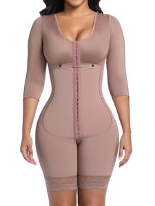 Women's Shapewear Bodysuit Long Sleeve Front Button Design, Strong Waist & Hip Control, Fall Winter Fashion, Perfect for Daily Wear