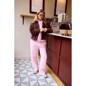 Kaiia Logo Wide Leg Sweat Pants Baby Pink