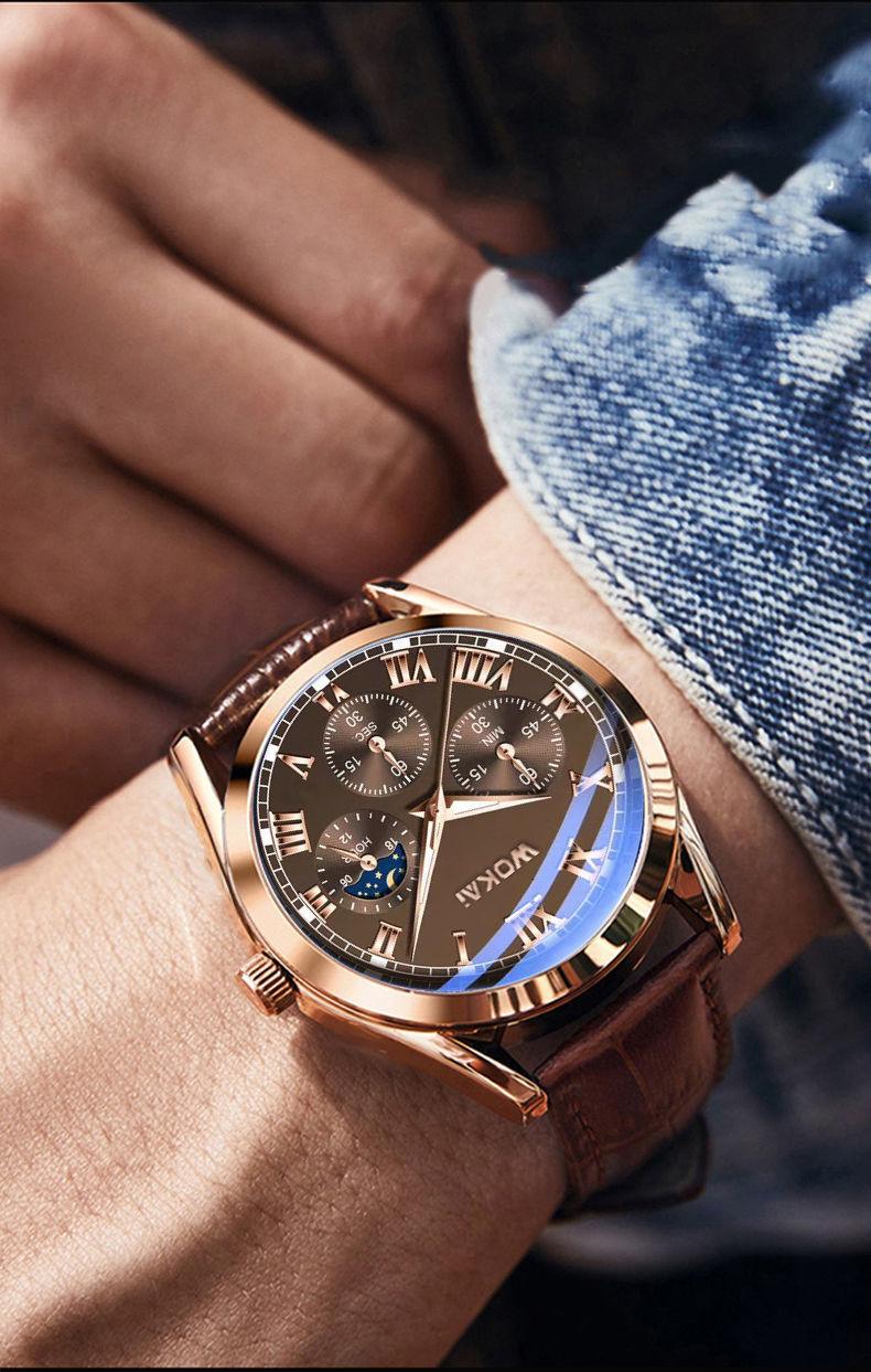 Product Introduction of Men&#039;s Leather Strap Quartz Watch Alloy Watch 11