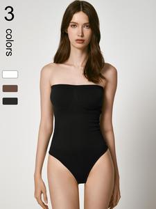 Women's Solid Color Seamless Shapewear Bodysuit, Casual Comfy Tummy Control Butt Lift Shaper, Ladies Shapewear for Daily Wear, Compression,  Clothes for Women