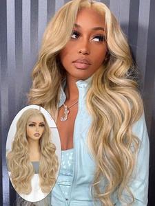 Lehanhair Synthetic Heat Resistant Lace Front Wig 13x6 Lace 24 Inch Long Wave Pre-Plucked Hairline High Quality for Women Daily Life Holiday Costume Party Birthday Party Black Friday Christmas Halloween Use