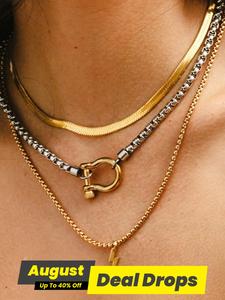 Waterproof Stainless Steel Trendy Charm Necklaces, Unisex Casual Trendy Non Tarnish Necklace, Fashionable Jewelry Accessories for Women Party, Daily Decor, Trendy All-match & Exquisite Jewelry for Birthday Gift, Fashion Cool Accessories