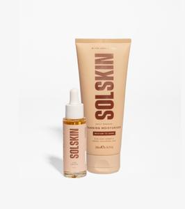 SOLSKIN Tan Drops and Gradual Tanning Moisturiser Bundle | Custom Glow Self Tan Drops + Hydrating Daily Gradual Tan with Aloe, Hyaluronic Acid and Vitamin E | Buildable, Sensitive Skin Safe Glow Kit | Vegan and Fast Absorbing