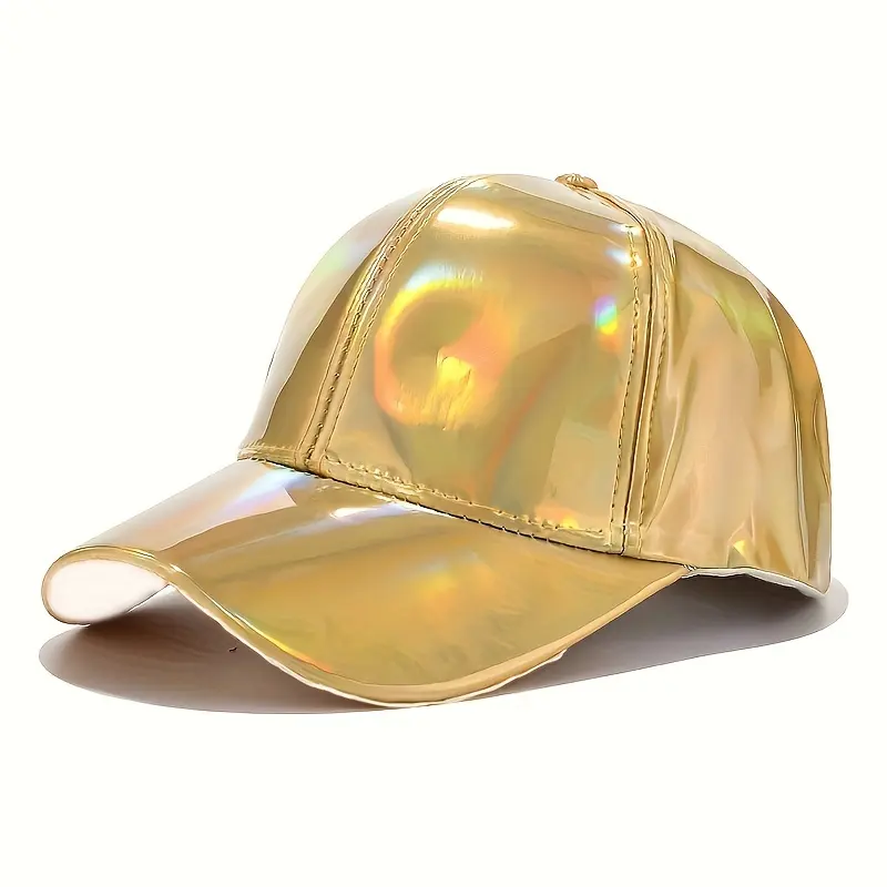 Vibrant Faux Leather Baseball Cap - Lightweight, Adjustable, Hand Washable, Colorful Gradient Design with Metallic Finish, Casual Headwear | Gradient Cap | Lightweight Cap 2