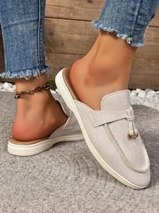 Women's Fashionable Plain Color Slip on Flats, Casual Comfortable Mule Flat Shoes for Daily Wear, Lightweight Breathable Shoes for All Seasons