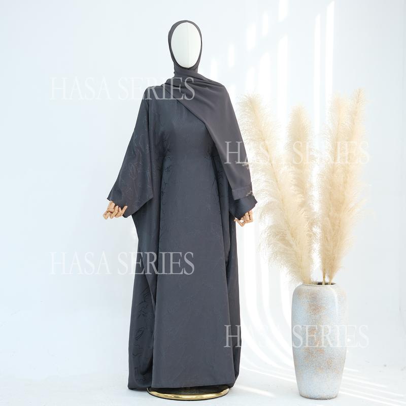 HASASERIES  HS5865 Elegant and Simple · Three-dimensional Jacquard Long Skirt Elegant Style Robe abaya girl 8