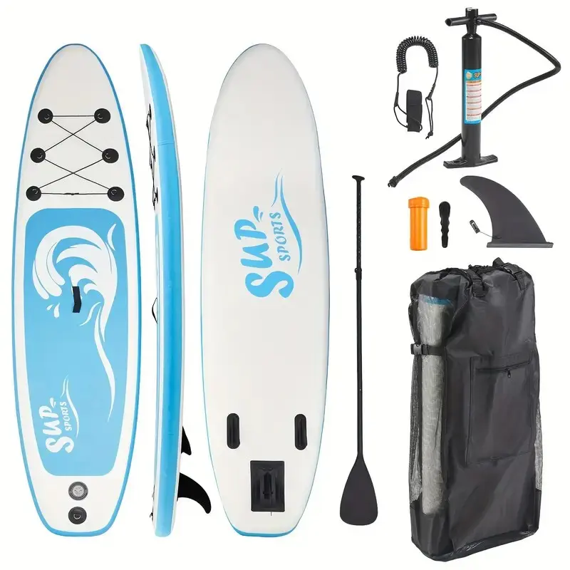 Inflatable Stand Up Paddle Board 10FT with Paddle, Hand Pump, Fins, Leash, Backpack & Repair Kit | 305cm SUP Surfboard for Adults | Durable & Portable Paddleboard for Water Sports