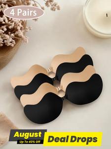 Women's Solid Color Invisible Lifting Bra Patches, Self Adhesive Nipple Covers, Comfort Casual Invisible Push Up Nipple Pasty, Womenswear, Strapless Sticky Soft Comfy Bra, Adhesive Bra Cup, Minimalist Adhesive Bra Inserts, Underwear