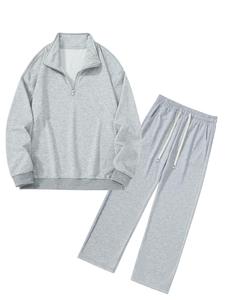 Men's Zip Design Sweatshirt & Pants Two-piece Set, Casual Long Sleeve Pullover & Trousers for Spring & Fall, Men's Two-piece Outfits for Daily Wear