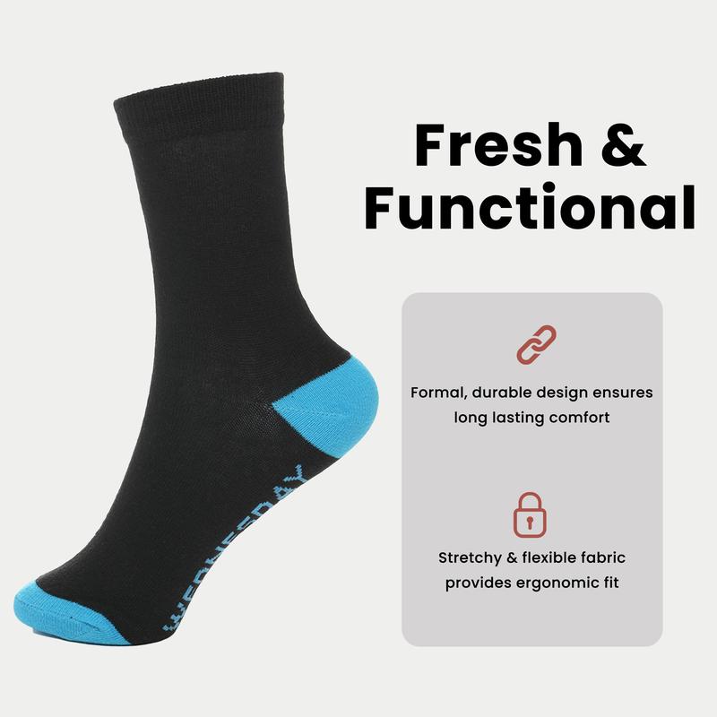 7 Pack Days Of The Week Cotton Rich Boys Girls Kids Men's Women's Socks Black with Multi Colour Heel and Toe Design By Sock Stack 2