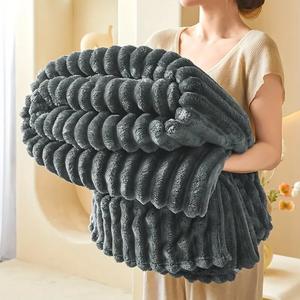 Jumbo Chunky Cord Winter Heavy Mink Ridded Faux Fur Throw Blanket - Super Soft, Large, Thermal Warm & Cozy Blanket, Double / King Sizes.