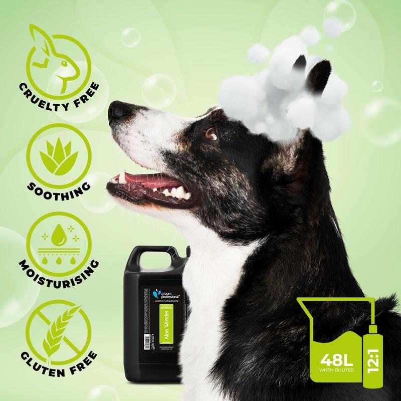 GROOM PROFESSIONAL Aloe Wonder Dog Shampoo - Dog Shampoo for Sensitive Skin - Dog Shampoo for Itchy Skin - Sensitive & Itchy Shampoo for Dogs - Soothing and Nourishing Formula, 4 Litre 1
