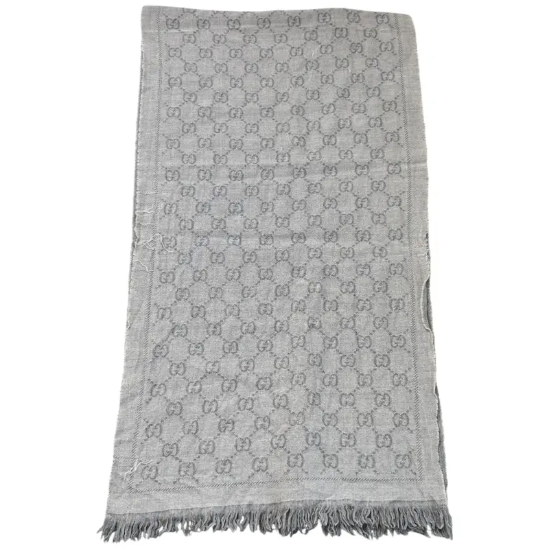 Pre-owned  Gucci  Women's Gg Jacquard Scarf Grey 2