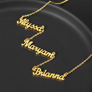 AS520 For Mother's Day Multiple Names Custom Cut Necklace Personalized Gift Stainless Steel Letter Necklace Family Mothering Sunday  Gold Silver Color