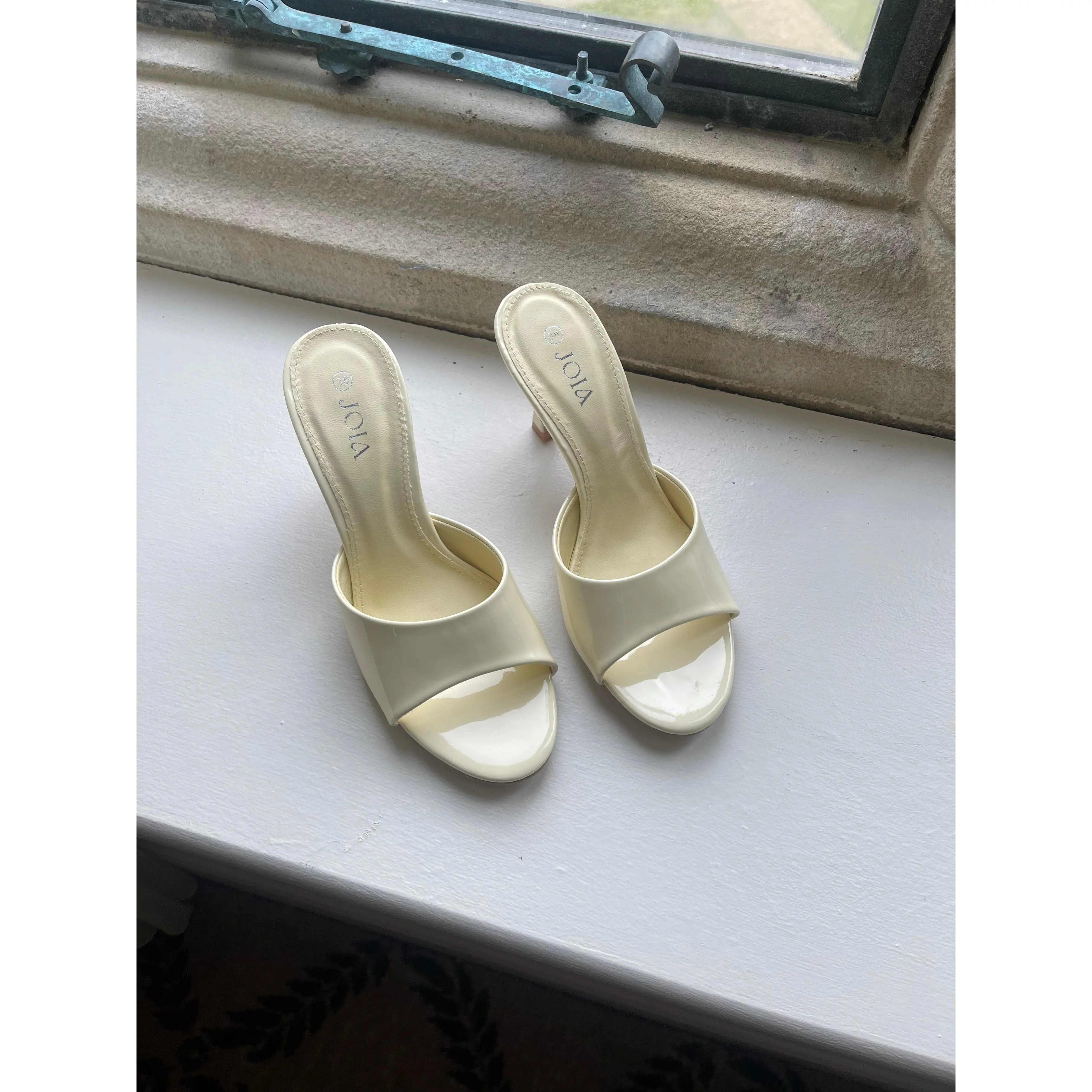 Pamela Yellow Slip On Heeled Mules