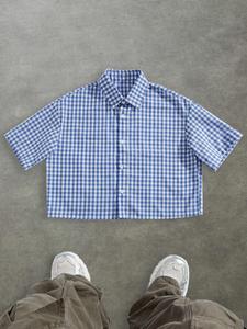 Men's Plaid Print Short Sleeve Button Up Shirt, Regular Fit Casual Street Retro Style Top for Summer, Men's Clothes for Daily Wear