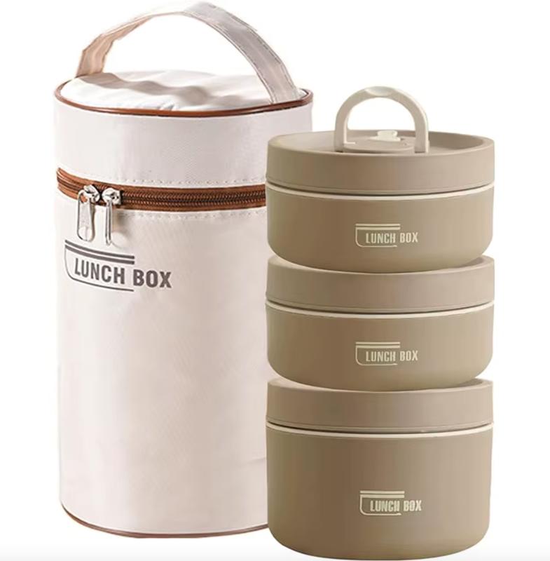 Portable Insulated Lunch Box Set – 3 Stackable Thermal Food Containers for Adults & Kids | Leakproof & Travel-Friendly 7