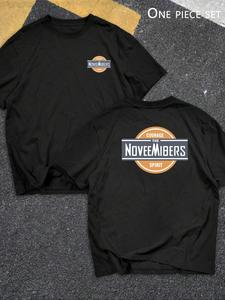 Men's Letter & Circle Print Round Neck Tee, Loose Casual Short Sleeve Crew Neck T-Shirt for Summer, Fashion Men's Top for Daily Wear, Tropical